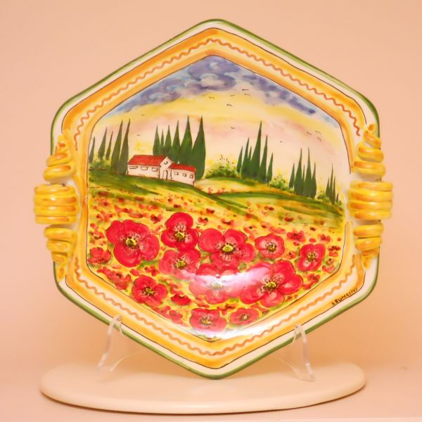 PT212B 35PS - Star-shaped centerpiece with curled handles cm. 34 l. x 35 w. (poppies)