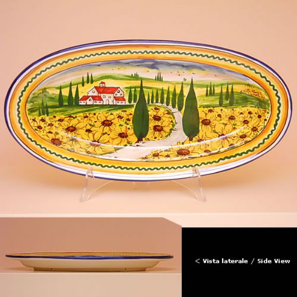 PT212C 42G - Oval tray cm. 42 l. x 21 w. (sunflowers)