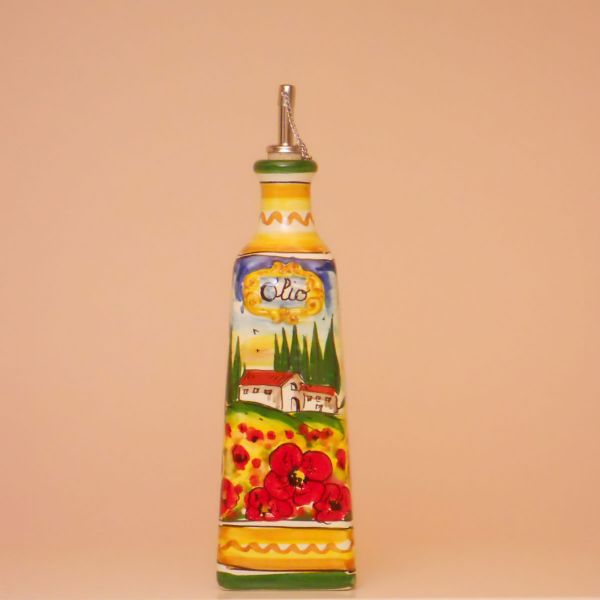 PT205D 27QP - Square bottle cm. 27 h. olio (poppies)