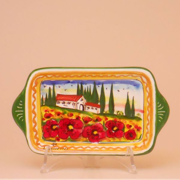 PT116A 19P - Butter dish tray cm. 19 l. (poppies)