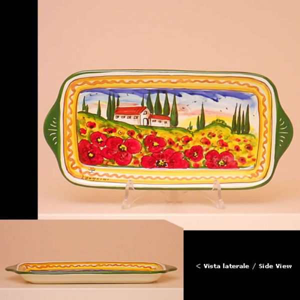 PT116B 27P - Butter dish tray cm. 27 l. (poppies)