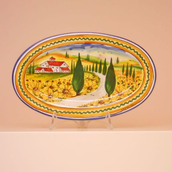 PT212A 28G - Oval tray cm. 28 l. x 17 w. (sunflowers)