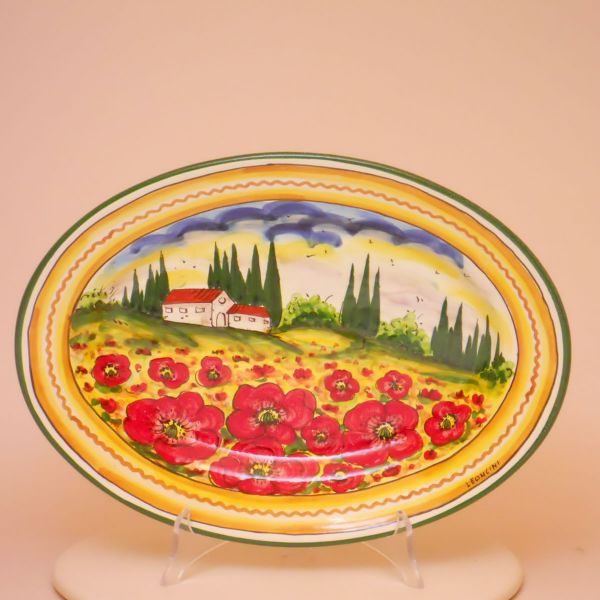 PT212B 36P - Oval tray cm. 36 l. x 27 w. (poppies)