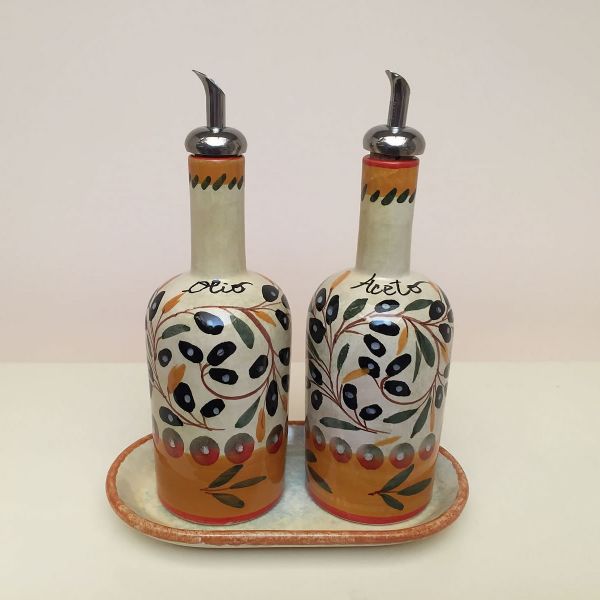OL105A 20 - Set of 2 oil bottles cm. 20h + tray