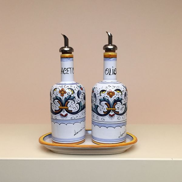 FO105 20 - Set 2 bottles (oil and vinegar) cm 20h + tray