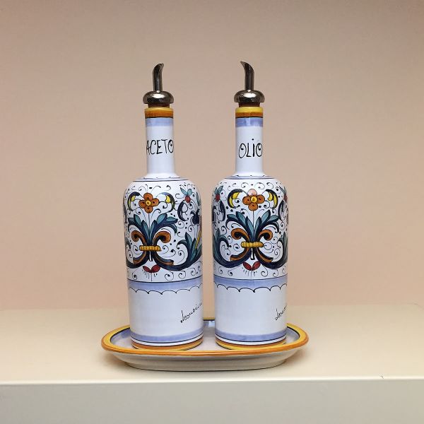 FO105 25 - Set 2 bottles (oil and vinegar)cm 25h + tray