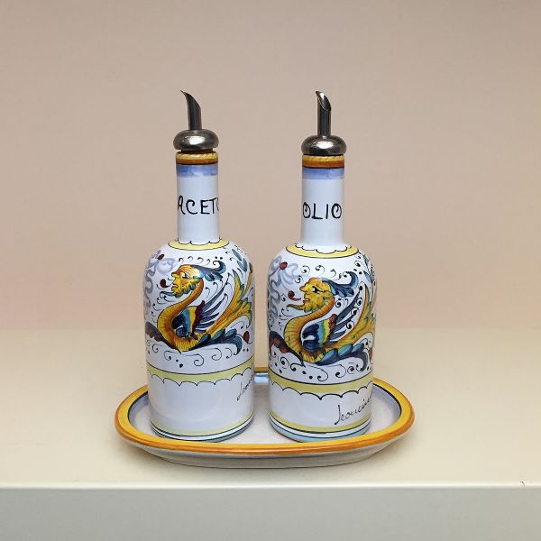 RA105 20 - Set 2 bottles (oil and vinegar) cm 20h + tray