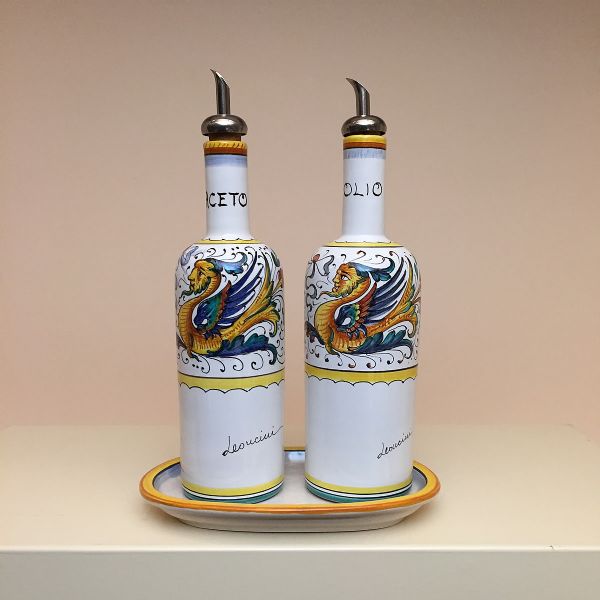RA105 25 - Set 2 bottles(oil and vinegar) cm 25h + tray