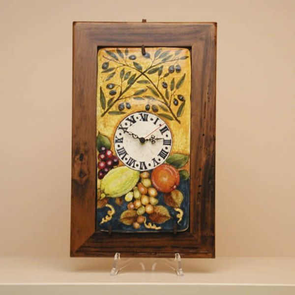 GN274R 38 - Rectangular clock with wooden frame cm. 38x23