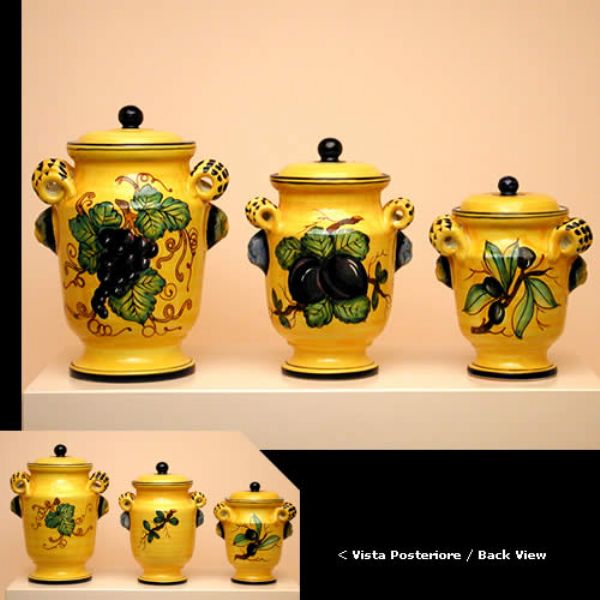 G207-6 - 3 Curly-handled pots cm.20, 25, 28H