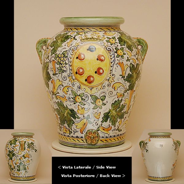 CC108B 48M - Jar cm. 48 H Cafaggiolo colori de medici coat of arms