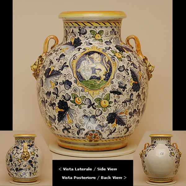 B110B 48L - Round Jar cm. 48 H with handles cafaggiolo blu 