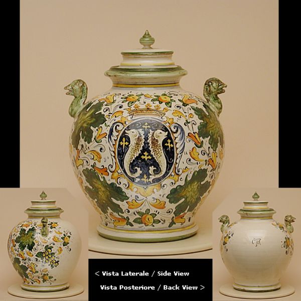 CC401F 40P - Savona vase cm 40 H Cafaggiolo colori coat of arms with fish