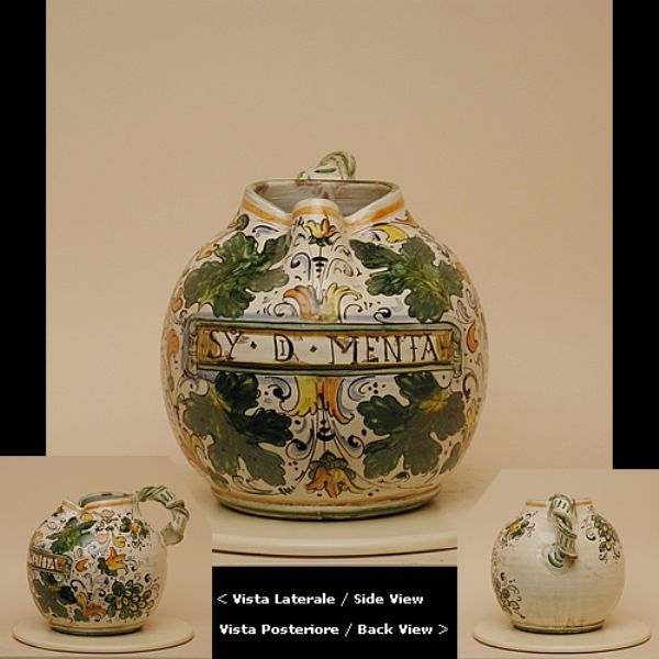 CC402C 25 - Vase with curled handles cm. 25h cafaggiolo colori