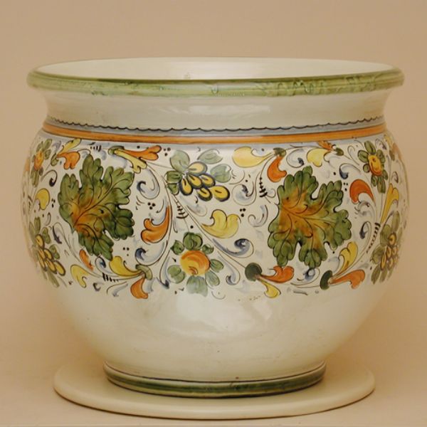 CC201D 35 - Round flower pot cm. 35 d. cafaggiolo colori