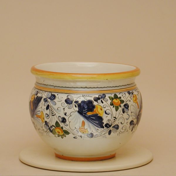 CB201B 25 - Round flower pot cm. 25 d. Cafaggiolo blu