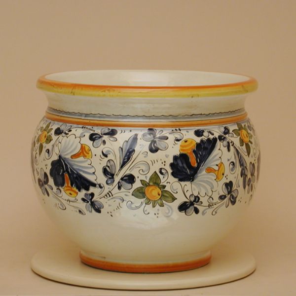 CB201C 30 - Round flower pot cm. 30 d. cafaggiolo blu