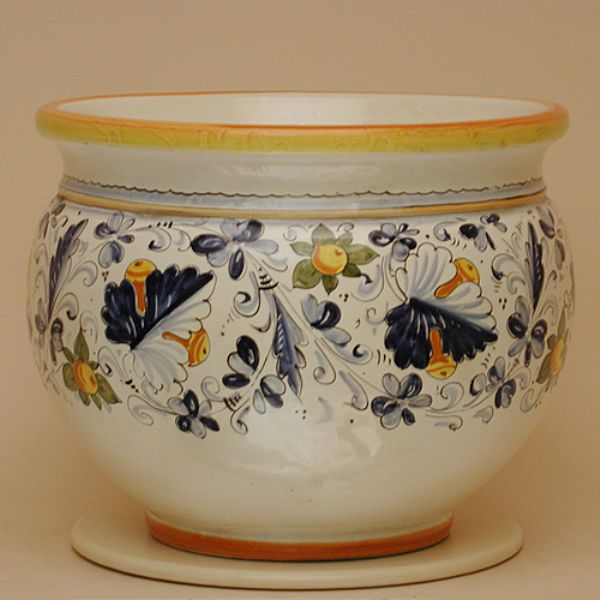 CB201D 35 - Round flower pot cm. 35 d. cafaggiolo blu