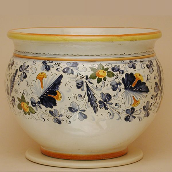 CB201E 40 - Round flower pot cm. 40 d. cafaggiolo blu
