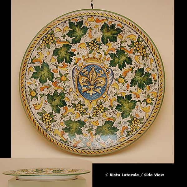 CC301N 70G - Wall plate cm. 70 d. cafaggiolo colori coat of arms with florentine lily