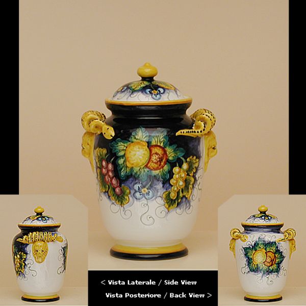 UL225B 25 - Canister with curly handles and lion heads cm 25