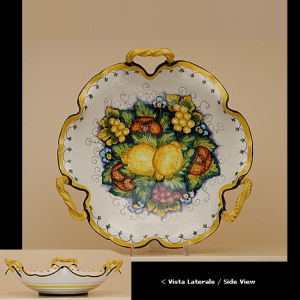 UL215A 30M - Undulated bowl with 3 handles cm 30 d.
