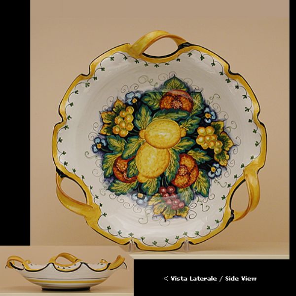 UL215C 40M - Undulated bowl with 3 handles cm 40 d.