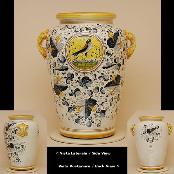 CB108A 50 - Oil jar cm.50 Cafaggiolo Blu with bird