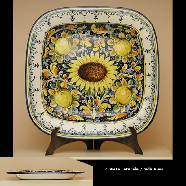 LG302D 50 - Large square plate sunflower cm. 50 x 50