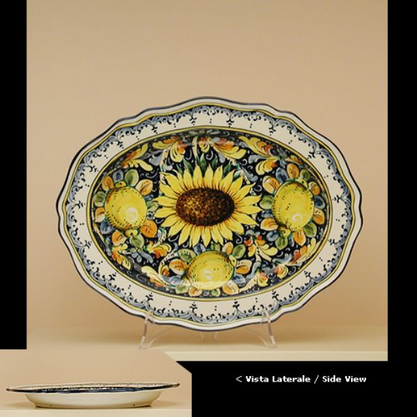 LG303C 45 - Scallop-edged oval tray sunflower cm. 34 x 45