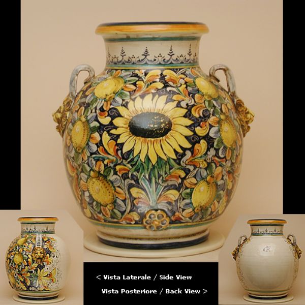 LG110B 48 - Rounded vase cm. 48 H Lemons and sunflowers