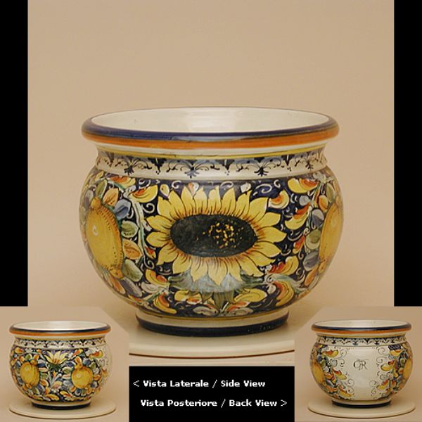 LG201C 30 - Round flower pot cm. 30 d. Lemons and sunflowers