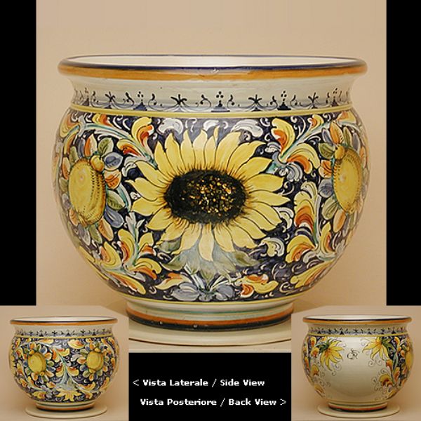 LG201E 40 - Round flower pot cm. 40 d. Lemons and sunflowers