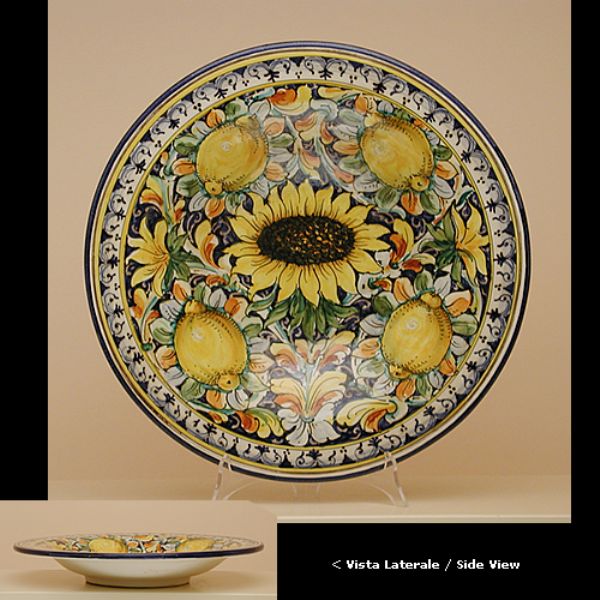 LG301F 42 - Wall plate cm. 42 d. Lemons and sunflowers