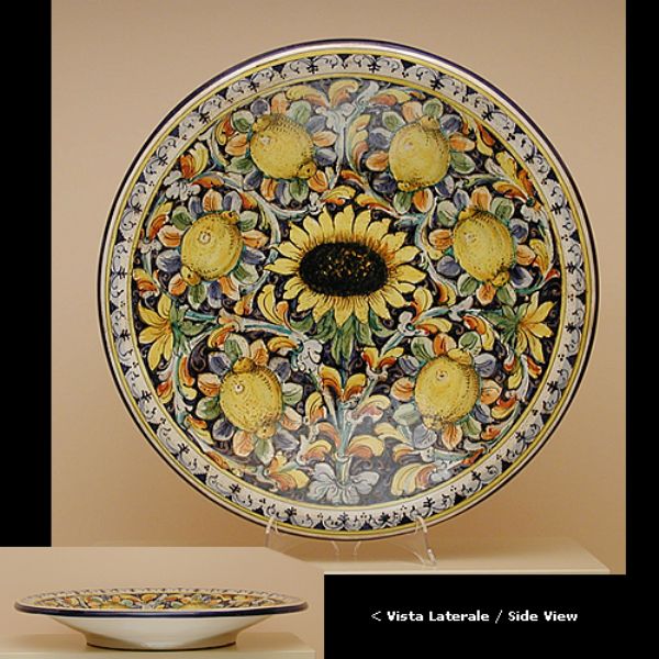 LG301I 55 - Wall plate cm. 55 d. Lemons and sunflowers