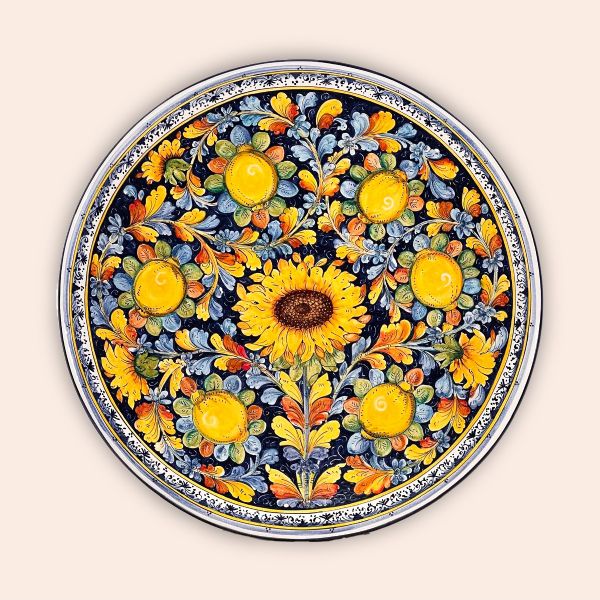 LG301N 70 - Wall plate cm. 70 d. Lemons and sunflowers