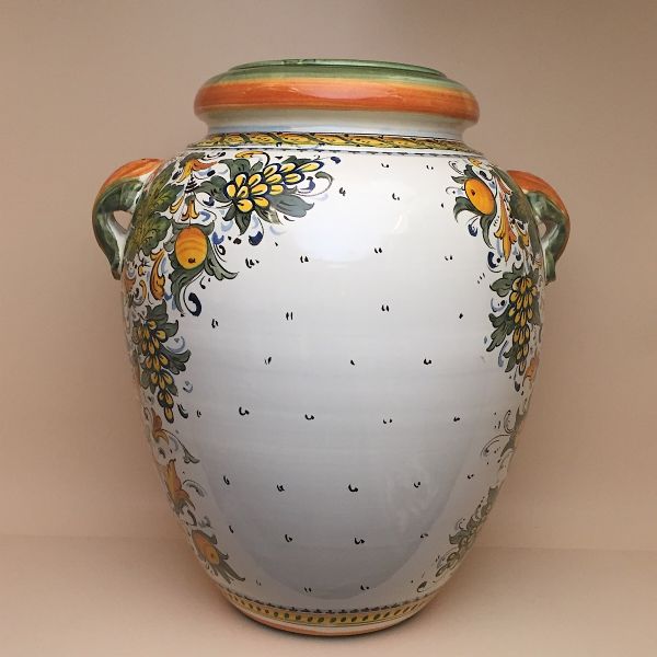 CC108F 64 - Jar cm. 64 H Cafaggiolo colori coat of arms with florentine lily