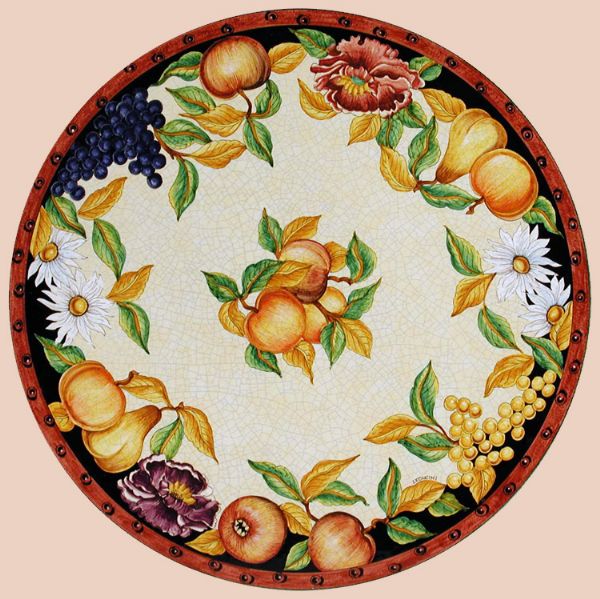 LEO023C T  - TOP - In the photo: 130 cm. diameter table<BR><BR>Volcanic stone, 3 cm thick. Suitable for inside and outside, resistant to a temperature range of -60 to 1000 °C.