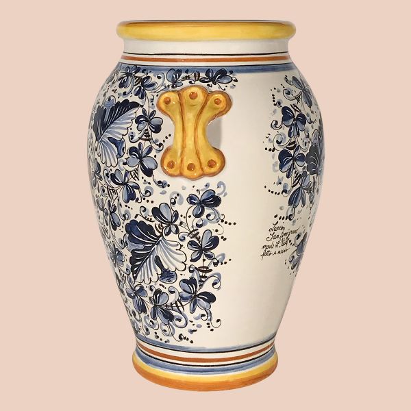 CB101A 50MG - Jar cm. 50 H Cafaggiolo blu coat of arms with lily/de medici