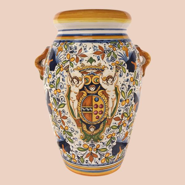 CB101C 60P - Jar cm.60 cafaggiolo blu with cherubs